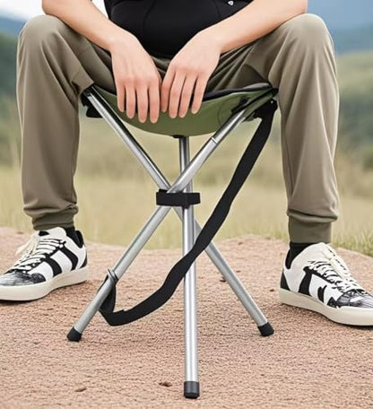 Folding Camping Stool,16.6" Folding Camping Chairs,Portable Tripod Seat,Outdoor Travel Tall Chair for Camping Walking Hunting Hiking Fishing Mountaineering Picnic Beach BBQ Garden Lawn(Pink) - color: Green