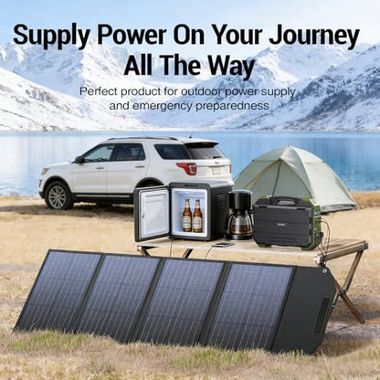 BROWEY 1600W (3200W Peak) Portable Power Station,1024Wh LiFePO4 Battery with Built-in Solar Panel,100W USB-C PD,Solar Generator for Camping, RV, Home Backup, Emergency (S1600 Green+120W) - style: S1600 Green+120W