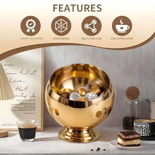 Coffee Pod Holder, Gold | Coffee Pod Storage, K Cup Holder, Espresso Pod Holder, Coffee Pod Organizer