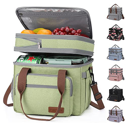 Maelstrom Lunch Box, 23L Insulated Lunch Bag, Expandable Double Deck Cooler Bag, Lightweight Leakproof Tote Bag With Side Tissue Pocket, Suit For Men and Women (C. Green) - color: C. Green