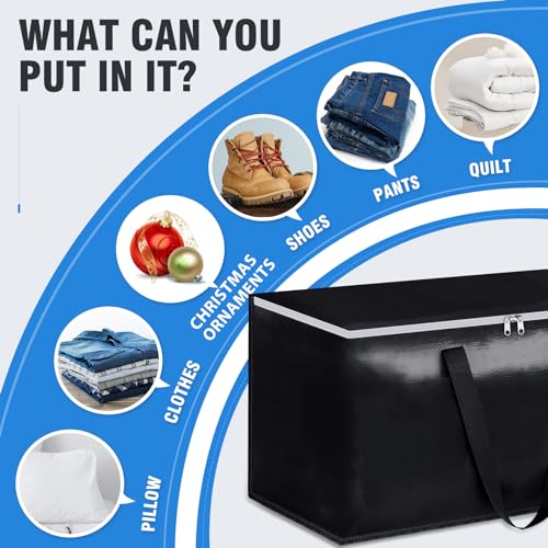 BlissTotes Moving Bags, Heavy Duty Moving Boxes with Zippers Top and Sturdy Handles, Storage Bags for Space Saving and Packing, Collapsible Moving Supplies, Storage Totes (76L, 6-Pack, Black) - size: 76L