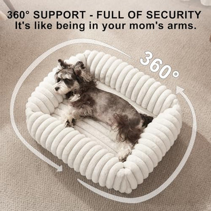 FURTIME Dog Bed Medium Size Dog, Washable Orthopedic Pet Bed with Removable Cover, Rectangle Soft Calming Sleeping Puppy Bed Durable Pet Cuddler with Anti-Slip Bottom, Cream, M Plus (30"x24"x8") - color: Cream, size: M Plus (30"x24"x8")