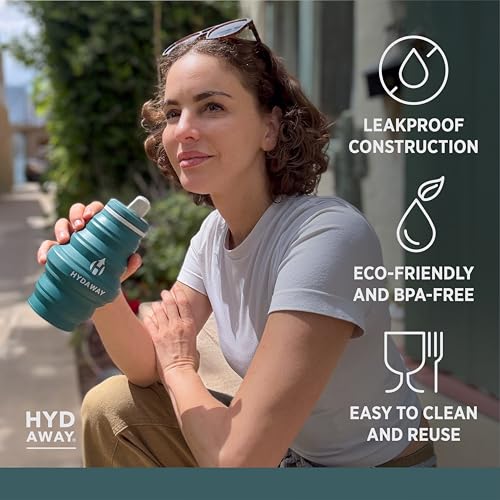 HYDAWAY 17oz Travel Collapsible Water Bottle - BPA-Free, Leakproof, Lightweight, Reusable - Perfect for Travel, Hiking, and Everyday Hydration - color: Agave