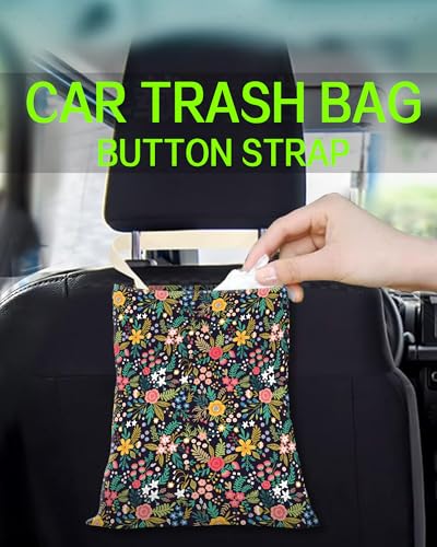 Car Trash Can, Durable Hanging Car Trash Garbage Bag, Cute Automotive Garbage Cans Organizer, Cute Colorful Flowers - color: Cute Colorful Flowers