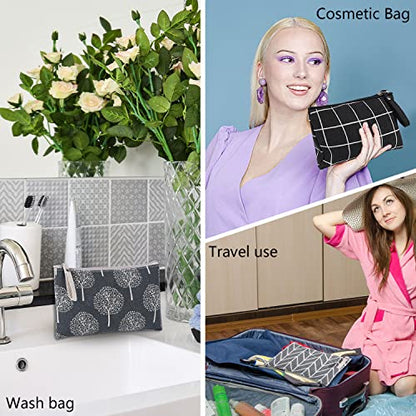 SUMAJU 4 Pcs Canvas Cosmetic Bag, Multi-Function Travel Makeup Bag Cosmetic Pouch with Zipper Travel Toiletry Bag Travel Size Toiletries Christmas Gifts Stocking Stuffers for Women - style: C