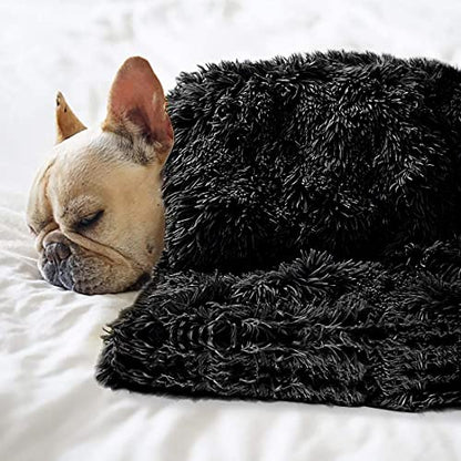 Pet Dog Bed Blankets, Fluffy Fleece Dog Throw Blankets Sleep Mat,Soft Puppy Blankets Cat Kitten, S M L XL,Fuzzy Reversible Sherpa Blanket for Bed, Couch, Sofa, Travel,Washable & Lightweight - color: Black, size: 40 INCH X30 INCH