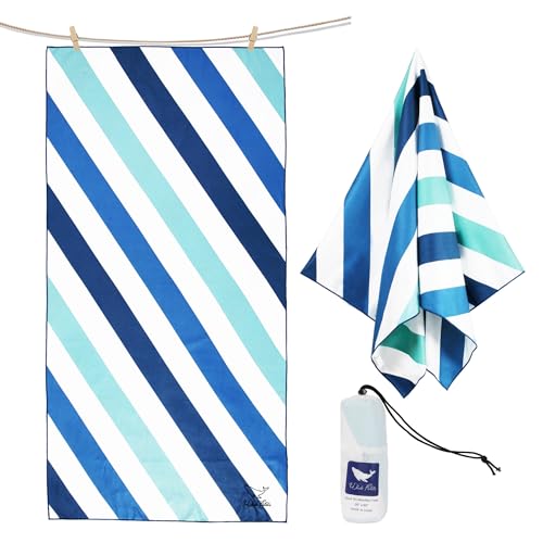 Whale Flotilla Large Quick Dry Beach Towel (30"x60"), Microfiber Sand-Free Beach Towels, Super Absorbent Compact Pool Travel Accessories, Aqua - color: Cabana Aqua, size: 60.00" x 30.00"