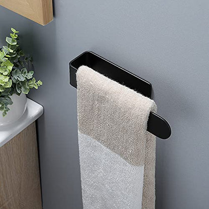 Taozun Hand Towel Holder/Hand Towel Bar - Black Face Towel Holder Self Adhesive Towel Ring for Bathroom, Stainless Steel - color: Black, size: 8-inch