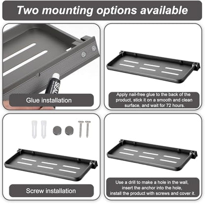 3 Pack RV Aluminum Fold Down Wall Shelf, Sturdy Wall Mounted Folding Shelf Foldable Camper Accessory for Bathroom Kitchen Bedroom Organization RV Furniture Parts Hardware for Inside - size: 15.7” x 5“