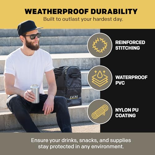 Jeffrey Insulated Cooler with Mesh Pockets, Bottle Opener, and Removable Shoulder Strap – Portable 16.5" x 12" x 6" Messenger Bag for Concerts, Camping, Outdoor Trips – Fits 18 Cans – Cold for 24 Hrs