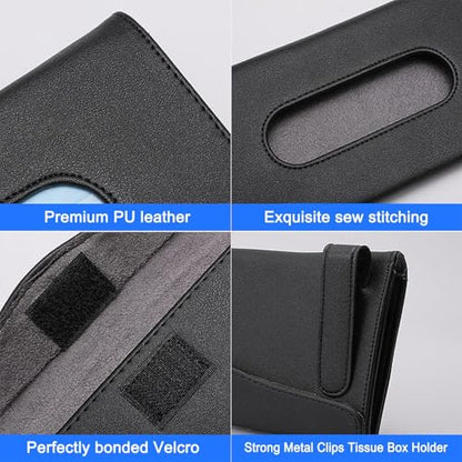 4Pack Car Tissue Holder, Sun Visor Napkin Holder, Premium PU Leather, Car Mask Holder for Sun Visor Vehicle, with Tissue Refill, Black - color: 4pack-black