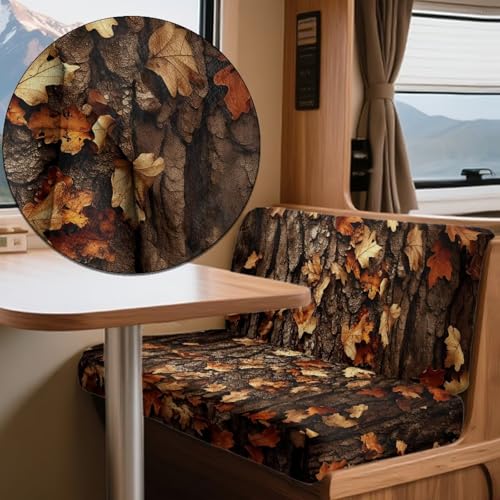 Bark Leaves Print 2 Pcs RV Dinette Cushion Covers Scratch-Resistant Camper Cushion Slipcover Fuzzy Sofa Furniture Protector Include 1 Backrest Covers and 1 Bench Covers - color: Bark Leaves