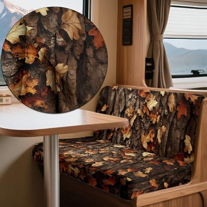 Bark Leaves Print 2 Pcs RV Dinette Cushion Covers Scratch-Resistant Camper Cushion Slipcover Fuzzy Sofa Furniture Protector Include 1 Backrest Covers and 1 Bench Covers - color: Bark Leaves