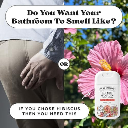 Poo-Pourri Before-You-Go Pocket Toilet Spray, Travel Essentials, Tropical Hibiscus, 1 Fl Oz, Up to 50 Uses, On-The-Go Bathroom Odor Deodorizer with Essential Oils, TSA Approved Size, Hibiscus, Apricot - size: 1 Fl Oz (Pack of 1)
