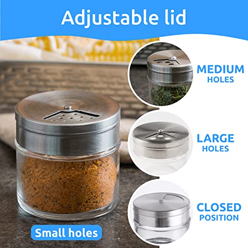 6-Pack 3oz Glass Spice Seasonings Shaker With Adjustable Lid - size: 3 Oz