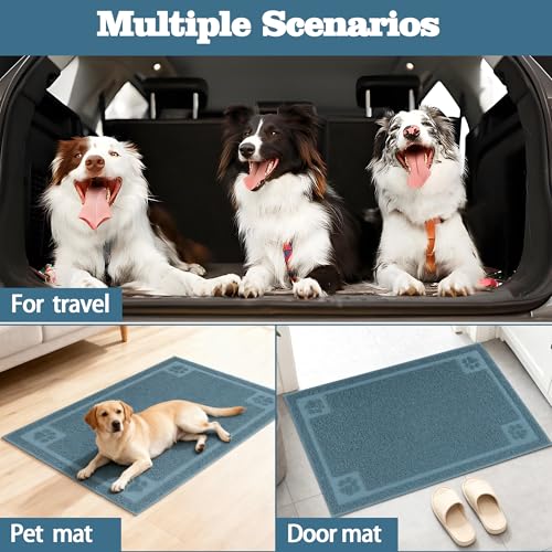 Darkyazi Pet Feeding Mat Large for Dogs and Cats,24"×16" Flexible and Easy to Clean Feeding Mat,Best for Non Slip Waterproof Feeding Mat. (Silver Blue) - color: Silver Blue
