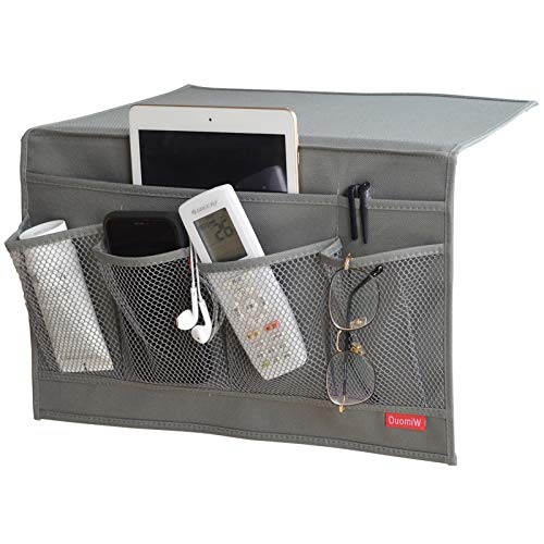 6 Pockets Bedside Storage Organizer, Bedside Caddy, Table Cabinet Storage Organizer, TV Remote Control, Phones, Magazines, Tablets, Accessories (Light Grey) - color: Light Grey