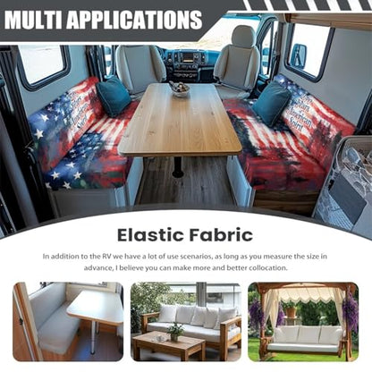 American Flag RV Dinette Cushion Covers Booth Set USA 250th Anniversary Camper Cushion Covers for RV Camper Sofa Including 1 Bench Cover and 1 Backrest Cover - color: 250th Anniversary American Flag Forest