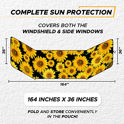 EcoNour Semi Truck Printed Sun Shade for Windshield | UV Sun Protector & Heat Blocker Sunshade | 240T Front Window Shades Accessories | Best for Commercial & Big Rig Semi Truck - size: Large-BW