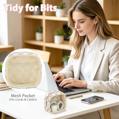 Fammart Clear Travel Makeup Bag for Women, TSA Approved Checkered Cosmetic Bag Make Up Car Organizer Case with Zipper, Large Waterproof Pouch Purse Toiletry Bag for Skincare, Brushes Travel Essentials - color: Clear, 2PCS - Dusty Pink Checkered
