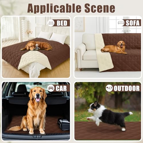 Smiry Waterproof Dog Bed Cover Blanket 40x50, Soft Reversible Pet Blanket, Washable Leakproof Cats Dogs Couch Cover for Sofa, Couch, Furniture, Brown/Beige - color: Brown/Beige, size: 40x50 Inch