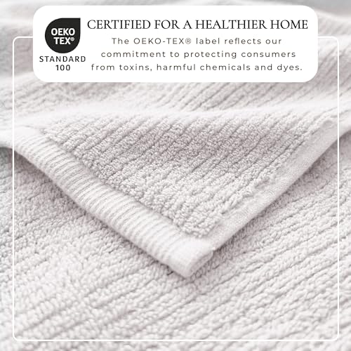 Great Bay Home Turkish Cotton 6 Piece Towel Set - Absorbent, Quick-Drying, Ribbed Bath Towels for Bathroom - Zero-Twist Fibers (Arctic Fog) - color: Arctic Fog