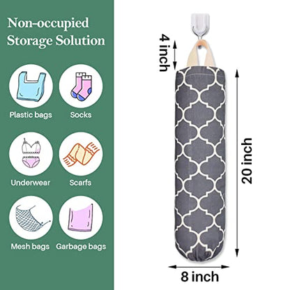 Plastic Bag Holder, Washable Grocery Bag Holder for Plastic Bags, Strong Plastic Bag Storage Dispenser with Hanging Loop, Wall Mount Trash Bag Dispenser for Home Kitchen Cabinet (Dark Grey) - color: Dark Gray