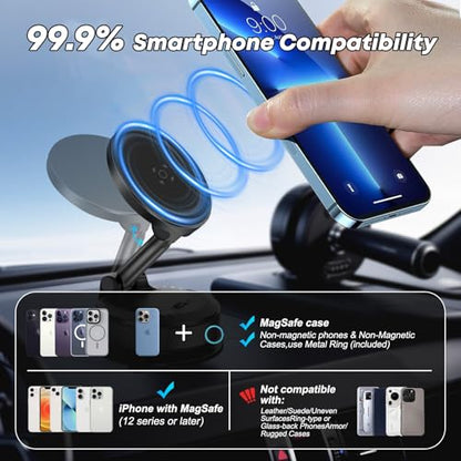 Car Phone Mount [108 LBS Strongest Suction & 3600 gf Strongest Magnetic] 360° Adjustable Magnetic Car Phone Holder for Car/Mirror/Smooth Surface,iPhone 17 Pro Max 16 15 14 Plus