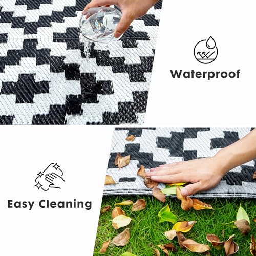 Waterproof Outdoor Rug 5x8 ft, Plastic Straw Rug Reversible, Large Floor Mat Area Rug for Camping, Patio, Backyard, Deck, Picnic, Beach, RV,