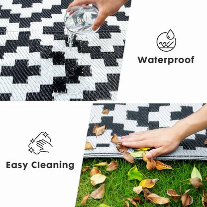 Waterproof Outdoor Rug 5x8 ft, Plastic Straw Rug Reversible, Large Floor Mat Area Rug for Camping, Patio, Backyard, Deck, Picnic, Beach, RV,