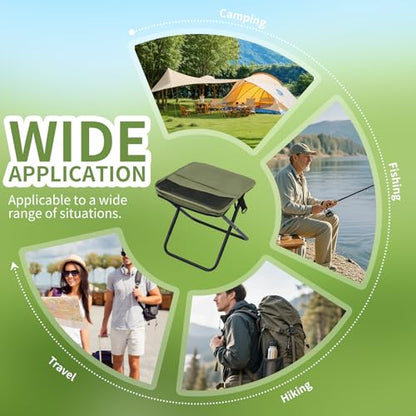 Foldable Camping Stool, Portable Collapsible Chair with Carry Bag, Ultralight Outdoor Folding Stool for Hiking Fishing, Hold Up to 265 Lbs, Green - color: Green