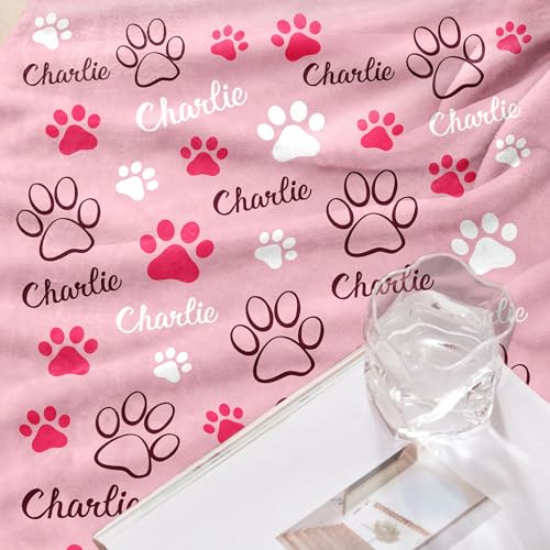 Personalized Dog Blanket, Customized Pet Blankets with Name Picture, Throw Blanket for Small Medium Large Dog Puppy Cat - color: A-pink