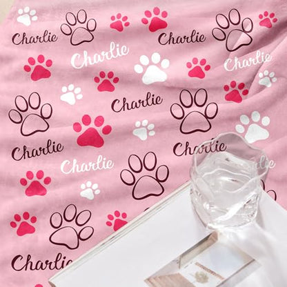 Personalized Dog Blanket, Customized Pet Blankets with Name Picture, Throw Blanket for Small Medium Large Dog Puppy Cat - color: A-pink