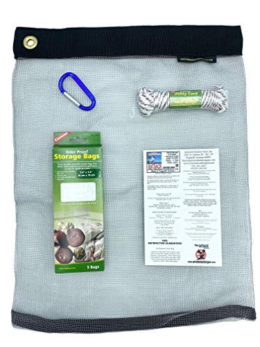 Ultralight Critter Protection Kit- Rodent Proof Stainless Steel Bag for Backpacking - Bear Bag Food Storage for Camping with Coghlans Odor Proof & Waterproof Liner, Survival Utility Rope & Carabiner - size: Medium