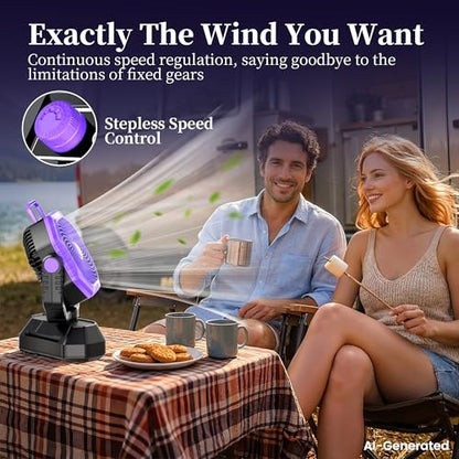 AJVV Camping Fan with Light, Remote and Oscillation, Battery Powered Hanging Tent Fan, Rechargeable Portable for Camp, Outdoor, Emergencies, Fishing, RV Travel, Jobsite - color: Purple