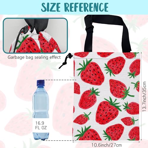 Car Garbage Bag Red Sweet Strawberry Drawstring Car Trash Bag Hanging for Back Seat with Adjustable Buckle Canvas Vehicle Trash Can Easy-to-Install - color: Red Sweet Strawberry
