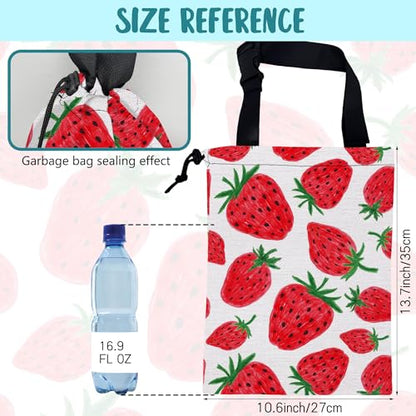 Car Garbage Bag Red Sweet Strawberry Drawstring Car Trash Bag Hanging for Back Seat with Adjustable Buckle Canvas Vehicle Trash Can Easy-to-Install - color: Red Sweet Strawberry