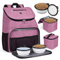 BAGLHER丨Dog Travel Bag, Airline Approved Pet Supplies Backpack, Dog Travel Backpack with 2 Silicone Collapsible Bowls and 2 Food Baskets - color: Light pink-A