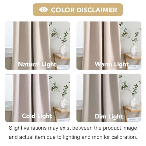 H.VERSAILTEX Linen Look 100% Blackout Curtains 45 Inches Long for Bedroom Full Light Blocking Rod Pocket 42 Inches Wide Linen Textured Thick Window Curtain Drapes with White Backing, Natural, 2 Panels - color: Natural, size: 42"W x 45"L (Pack of 2)
