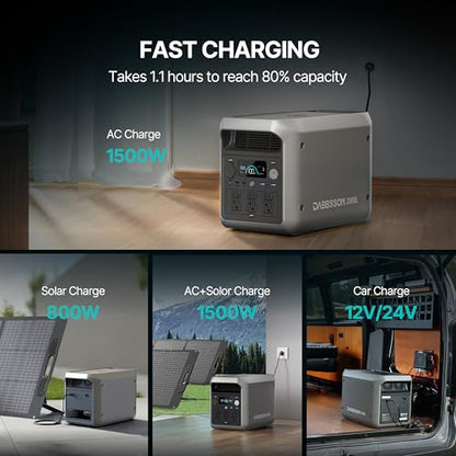 DABBSSON Portable Power Station 2000L, 2048Wh Semi-Solid LiFePO4 Battery, 2200W AC Output 6, 3300W Power Boost, 1 Hr Fast Charge, Solar Generator for Home Backup, Camping & RVs (Solar Panel Optional) - style: 2000L