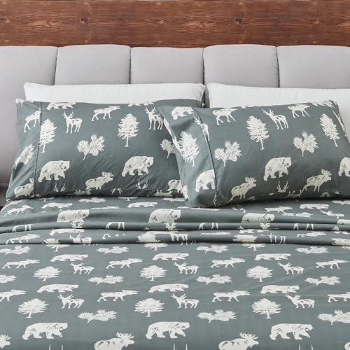 Great Bay Home Twin Size Microfiber Sheet Set - 3-Piece Lodge Bed Sheets - Ultra-Soft and Smooth Brushed Microfiber Woodland Decor Bedding (Forest Animal - Dark Grey) - color: 11 - Forest Animal - Dark Grey, size: Twin