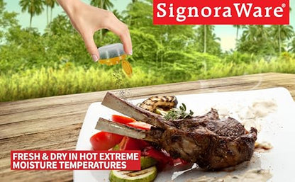 SIGNORAWARE Salt and Pepper Shakers Moisture Proof Set of 2 Small Mini Salt Shaker to go Camping Picnic Outdoors Kitchen Lunch Boxes Travel Spice Set Clear with Red Covers Plastic Airtight Dispenser - color: Yellow
