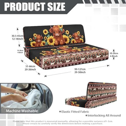 NDISTIN Aztec Highland Cow RV Dinette Cushion Covers 2Pcs RV Dinette Cushion Covers Booth Set Comfortable Camper Cushion Covers Stretch Couch Cover for RV Camper Sofa 2 Cushion - color: Aztec Highland Cow