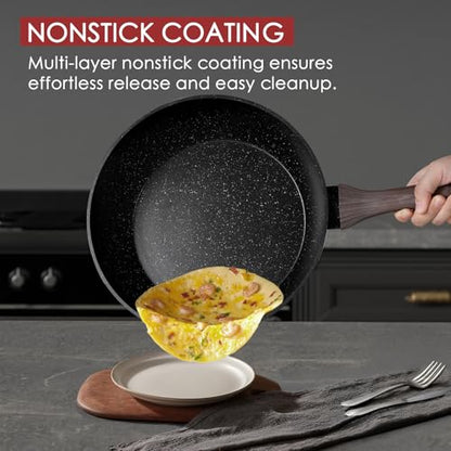 Kikcoin Pots and Pans Set Non Stick 31 Piece Kitchen Nonstick Cooking Cookware Sets with Grill Pan Saucepan Baking Sheet Utensil, Black - color: Black