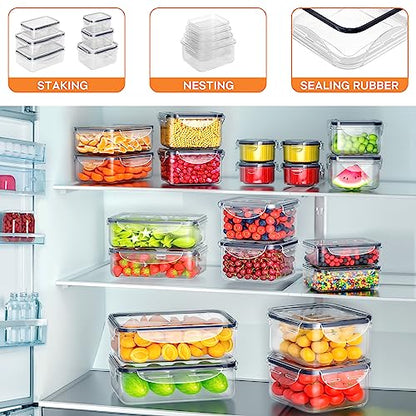 54 PCS Food Storage Containers with Lids Airtight (27 Lids &27 Containers) Leakproof Meal-Prep Kitchen Organization,Reusable Containers for Food Plastic Microwave/Dishwasher Safe with Labels & Pen - color: Transparent-54