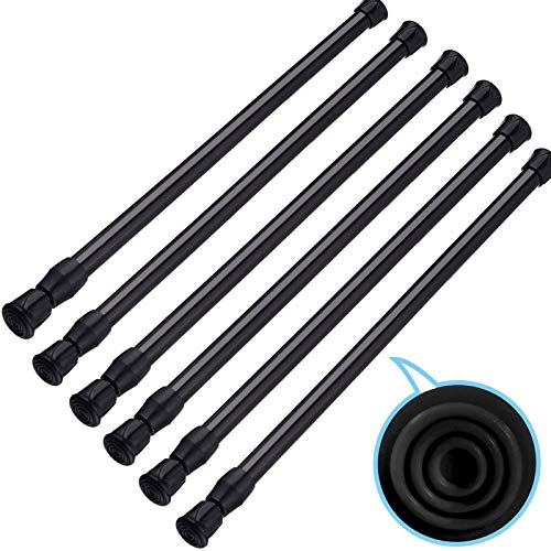 SIQUK 6 Pack Cupboard Bars Adjustable Spring Tension Rods Black Refrigerator Bar Extendable Rod for DIY Projects, 12 to 20 Inches - color: Black, size: 12" to 20"
