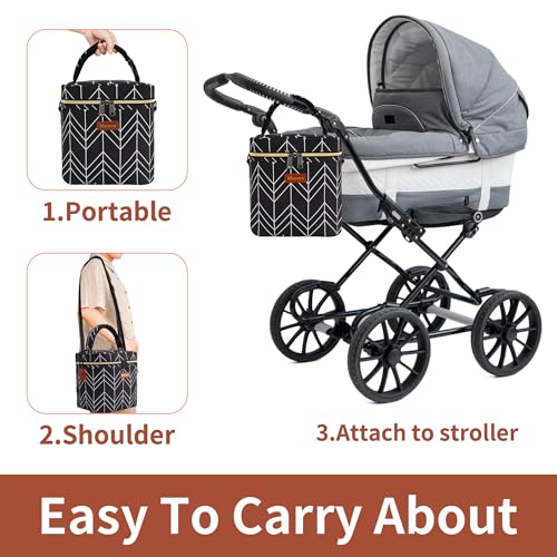 Mancro Breastmilk Cooler Bag, Insulated with Ice Pack, Fits 6 Baby Bottles Up to 9 Oz with On-The-Go Strap, Perfect for Nursing Moms and Daycare, Black Wave - color: Black Wave