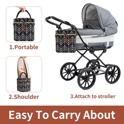 Mancro Breastmilk Cooler Bag, Insulated with Ice Pack, Fits 6 Baby Bottles Up to 9 Oz with On-The-Go Strap, Perfect for Nursing Moms and Daycare, Black Wave - color: Black Wave