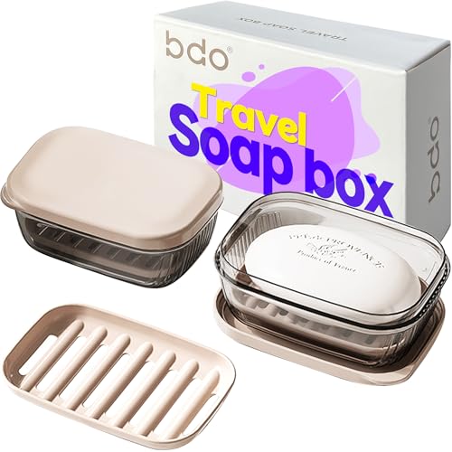 PEISAINOX Travel Soap Case with Lid,Leakproof Soap Holder with Drainage Layer, Travel Essentials Soap Containers, Portable Soap Bar Dish for Camping, Gym, Bathroom,Kitchen,Dormitory,Hotel(Clear) - color: Clear