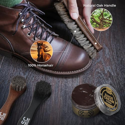 Stone and Clark Original Shoe Polish & Care Kit - Leather Shoe Shine Kit for Men & Women - style: Wooden Box